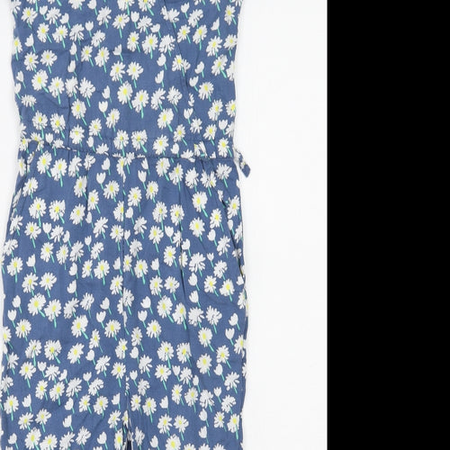 John Lewis Girls Blue Floral  Jumpsuit One-Piece Size 7 Years