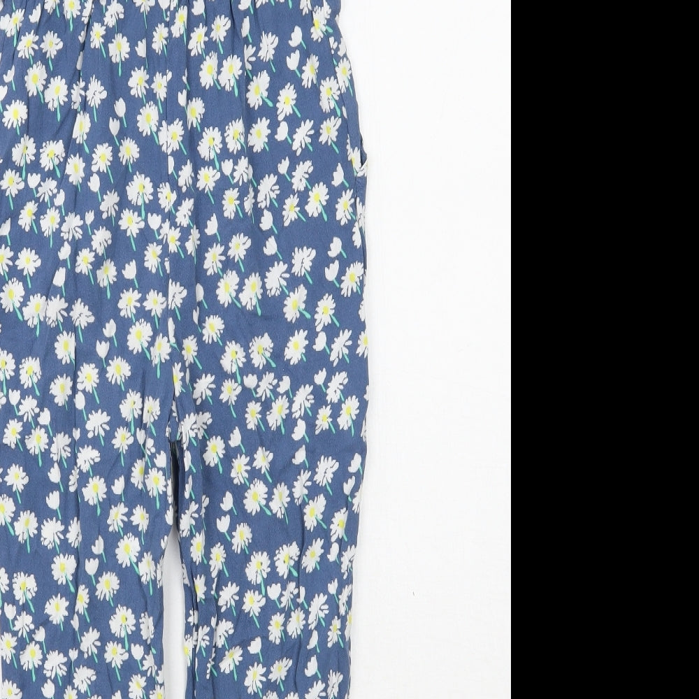 John Lewis Girls Blue Floral  Jumpsuit One-Piece Size 7 Years