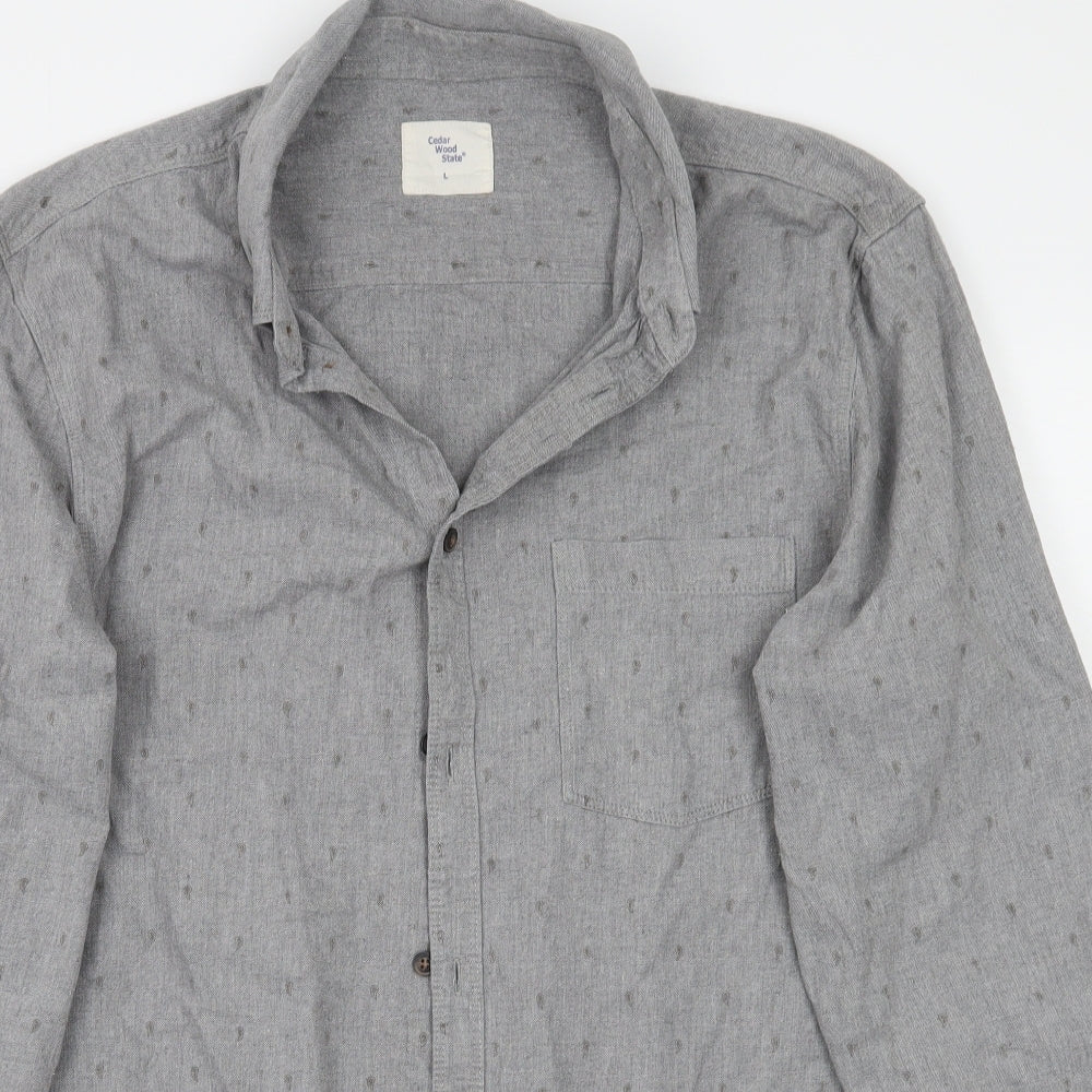 Cedar Wood State Mens Grey    Button-Up Size L