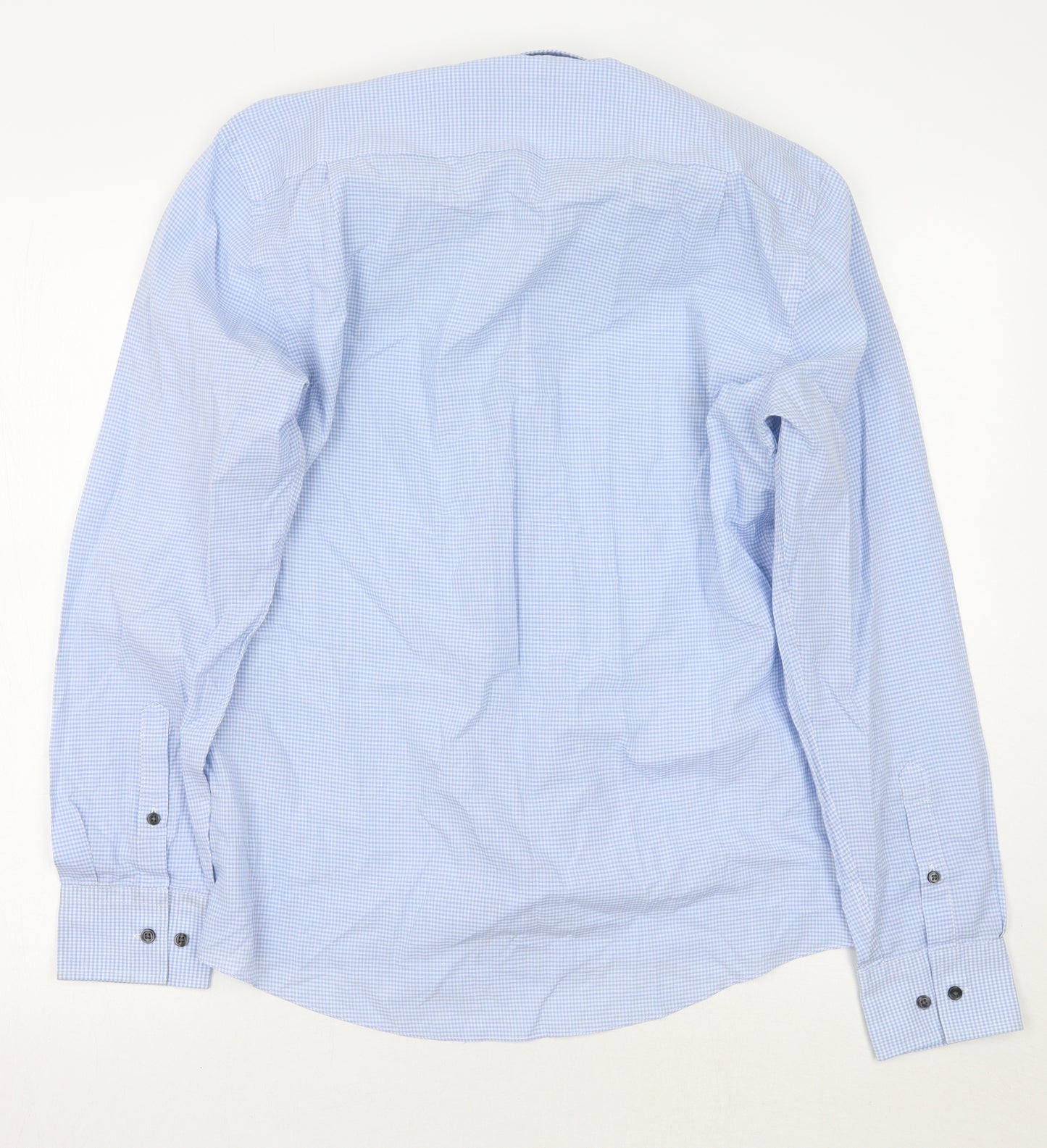 George Mens Blue Check   Button-Up Size 15.5