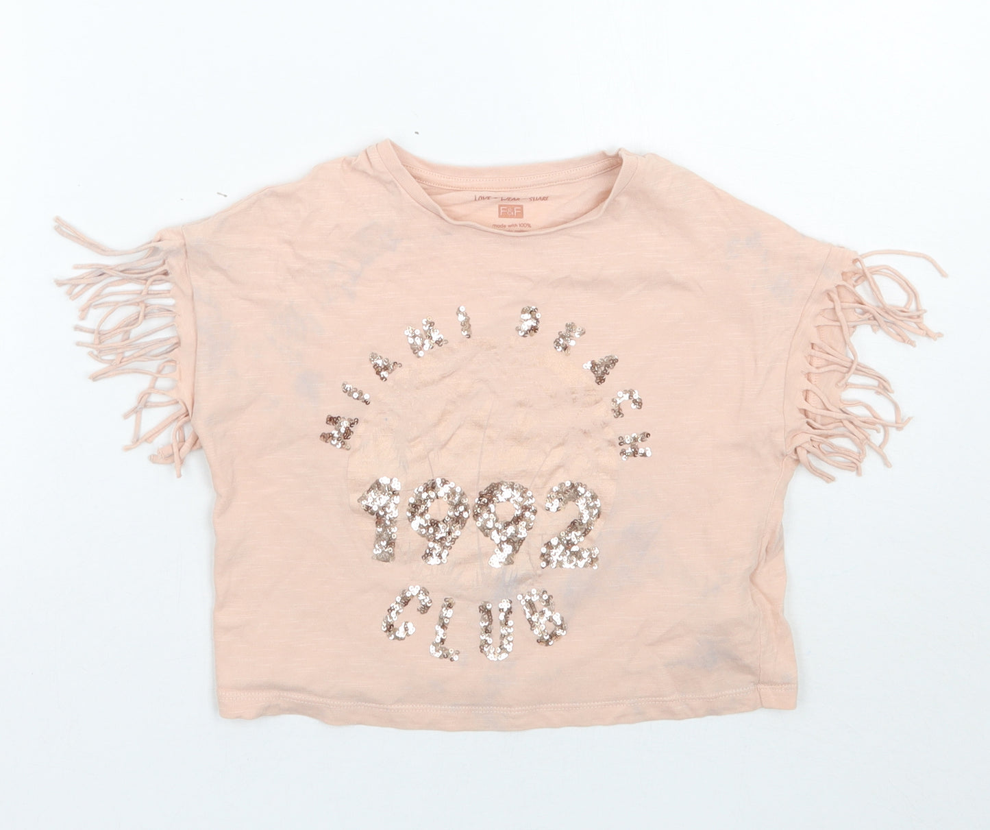 F&F Girls Pink   Basic T-Shirt Size 7 Years