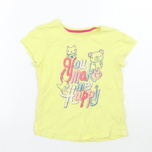 Young Dimension Girls Yellow Animal Print  Basic T-Shirt Size 7-8 Years