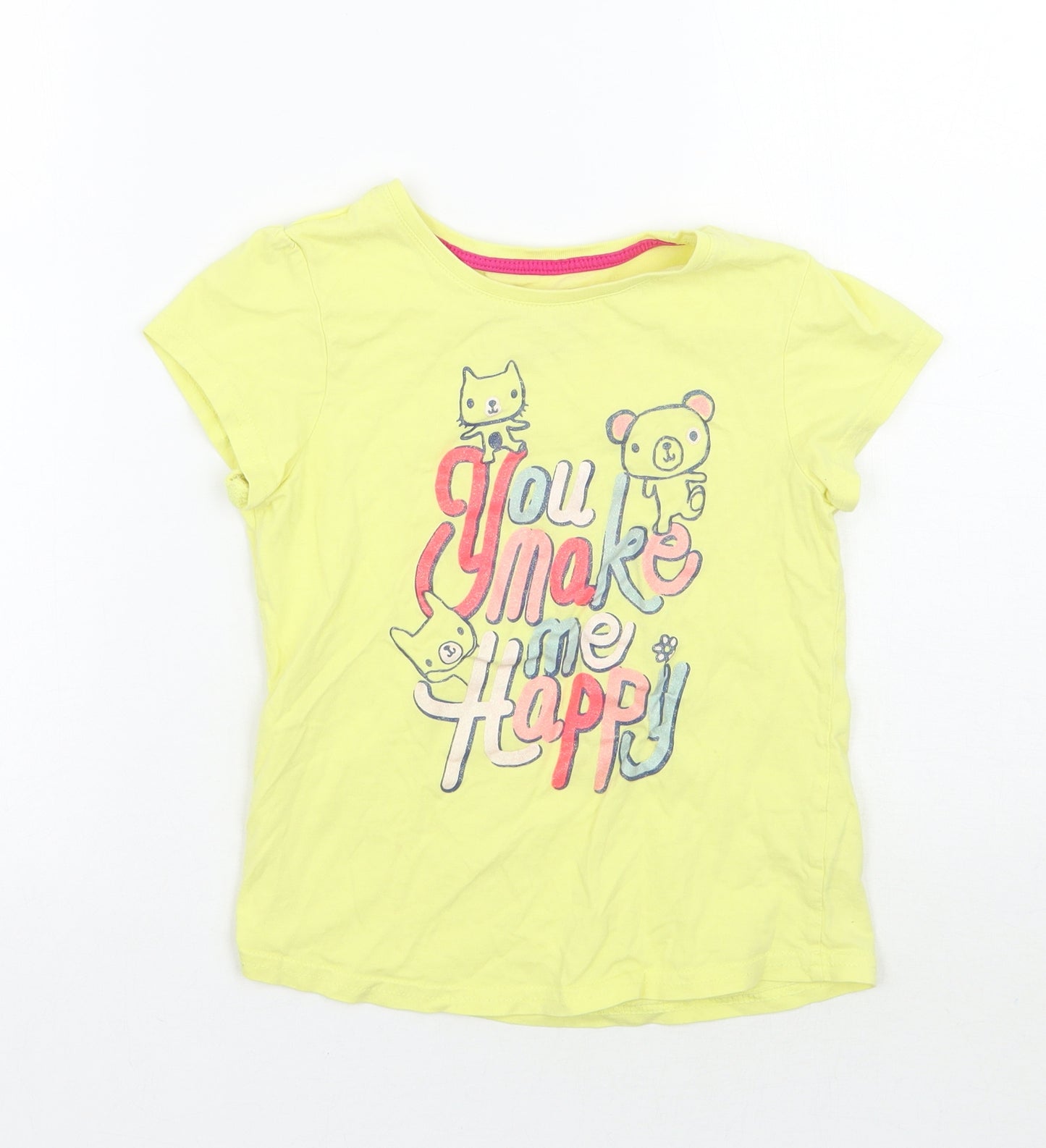 Young Dimension Girls Yellow Animal Print  Basic T-Shirt Size 7-8 Years