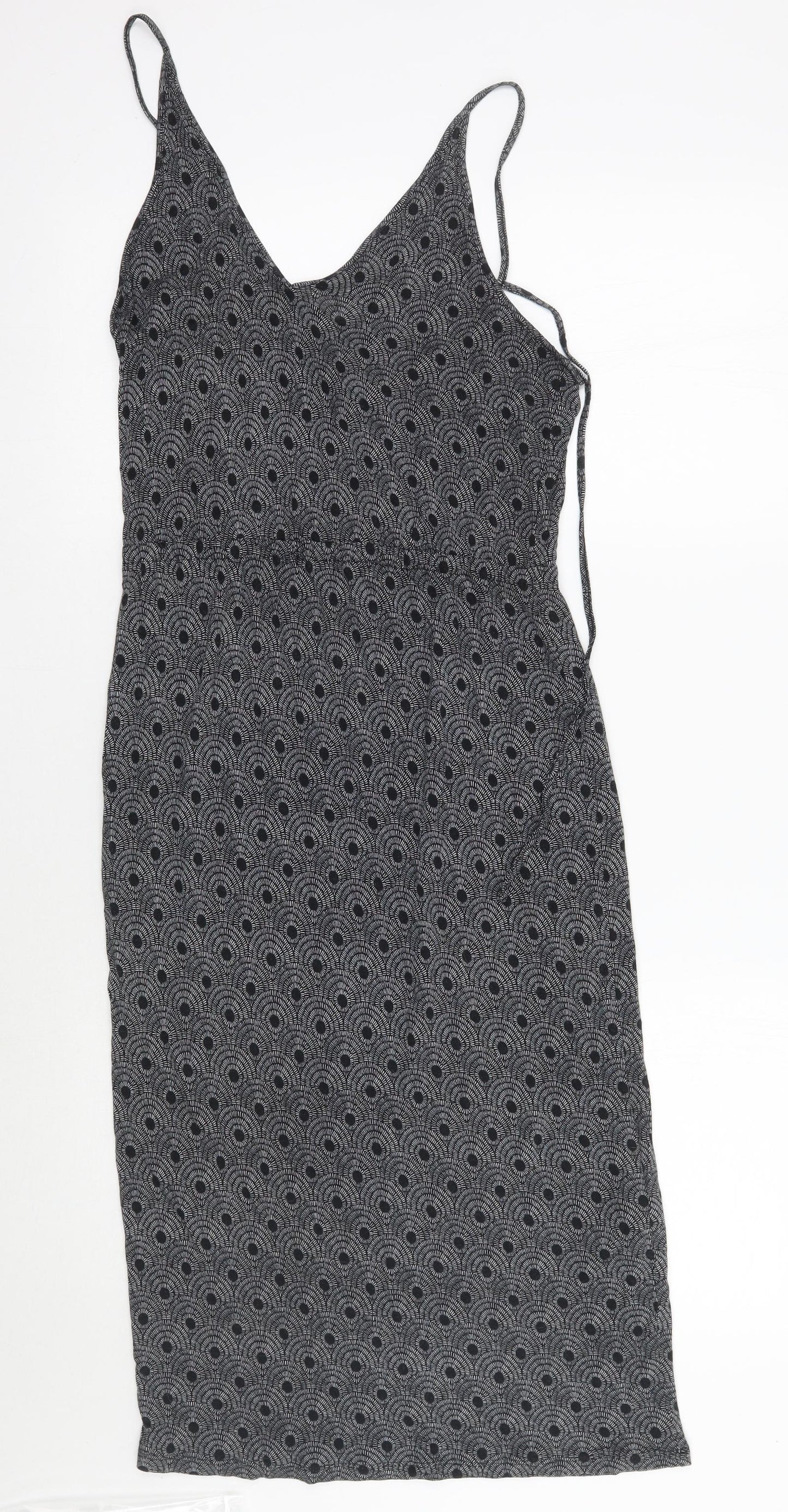 Preworn Womens Black Geometric  A-Line  Size 8