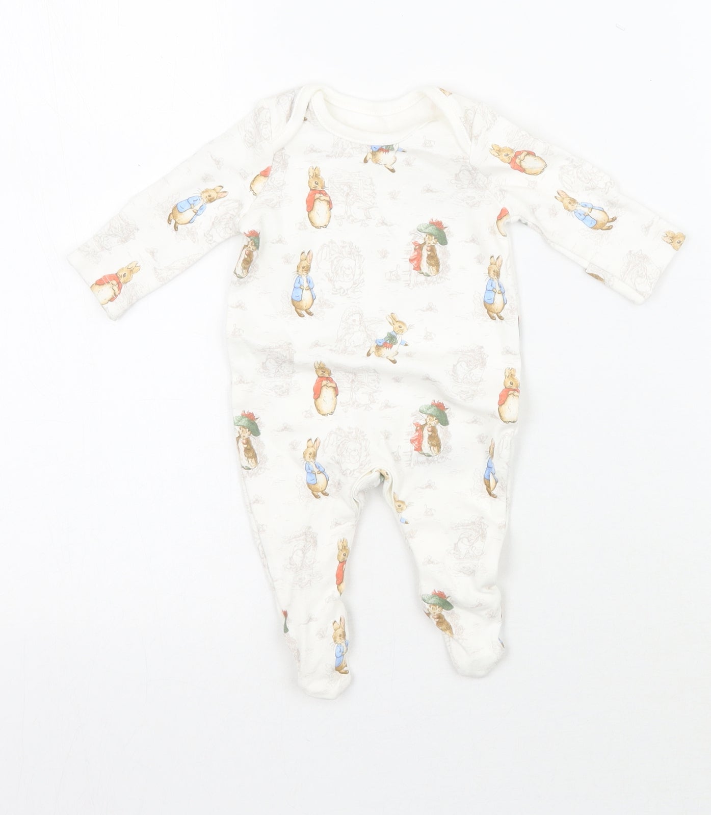Nutmeg Baby Ivory Animal Print  Babygrow One-Piece Size Newborn  - Tiny baby