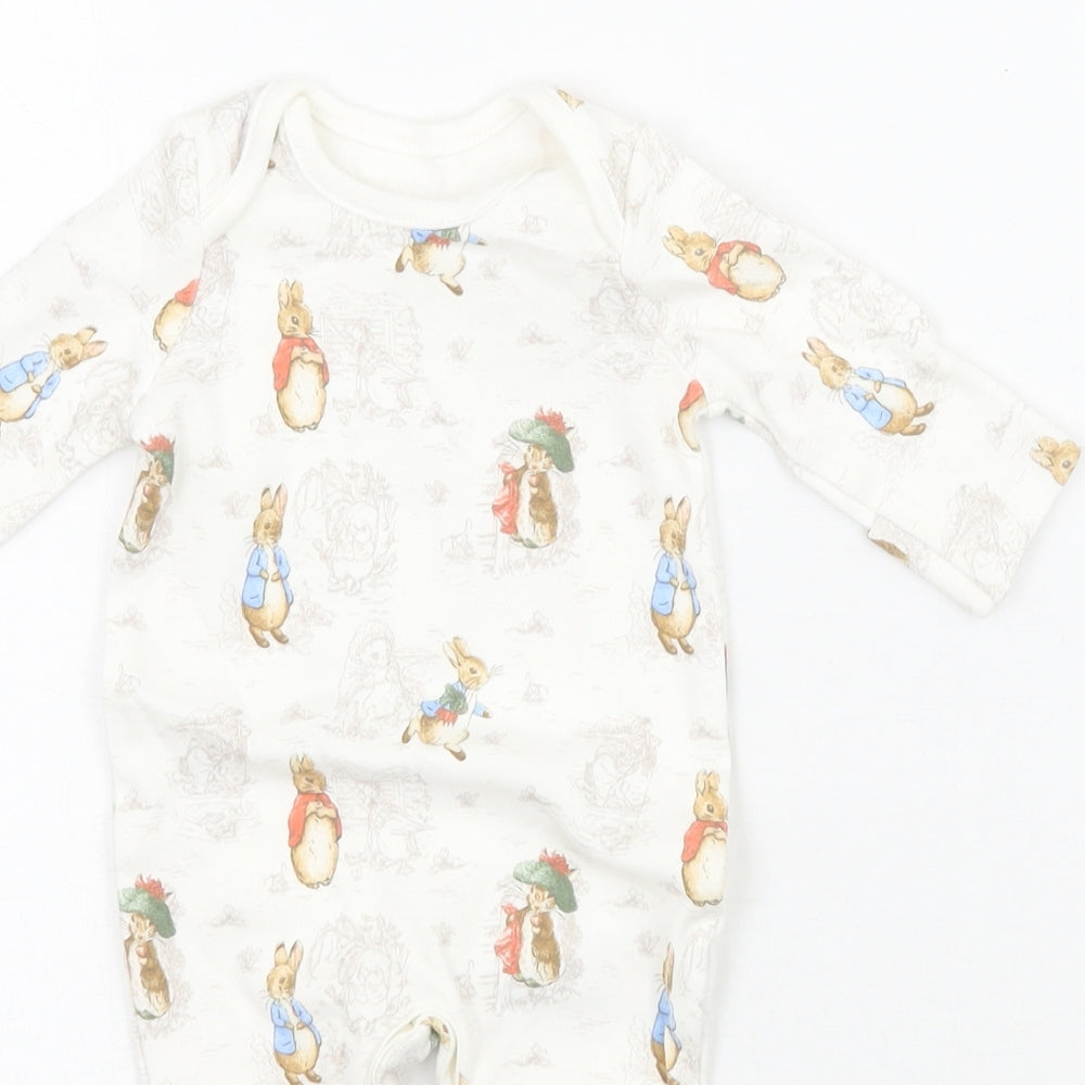 Nutmeg Baby Ivory Animal Print  Babygrow One-Piece Size Newborn  - Tiny baby