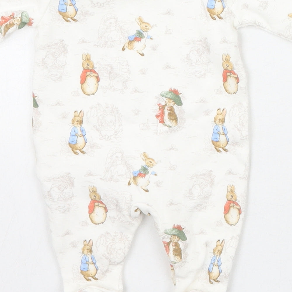Nutmeg Baby Ivory Animal Print  Babygrow One-Piece Size Newborn  - Tiny baby