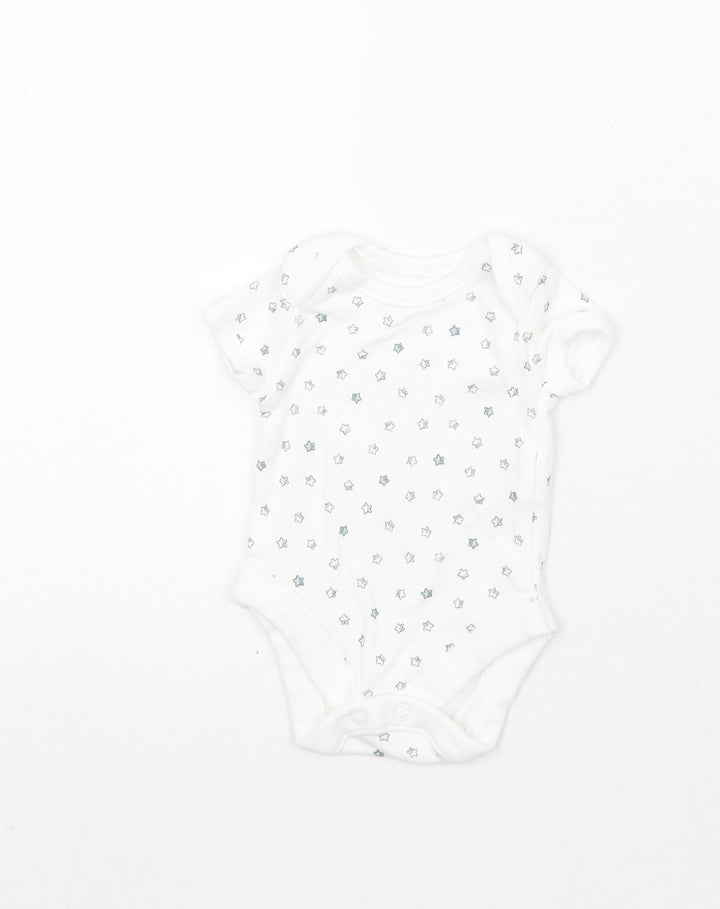 George Baby White Geometric Babygrow One-Piece Size Newborn - Tiny baby