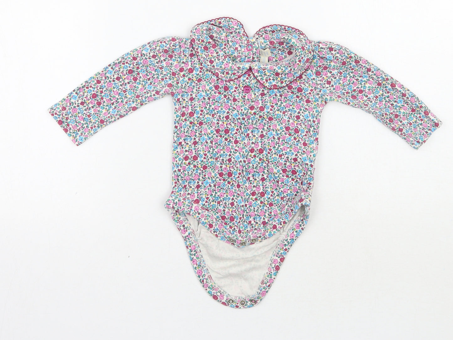JoJo Maman Bébé Girls White Floral  Babygrow One-Piece Size 3-6 Months