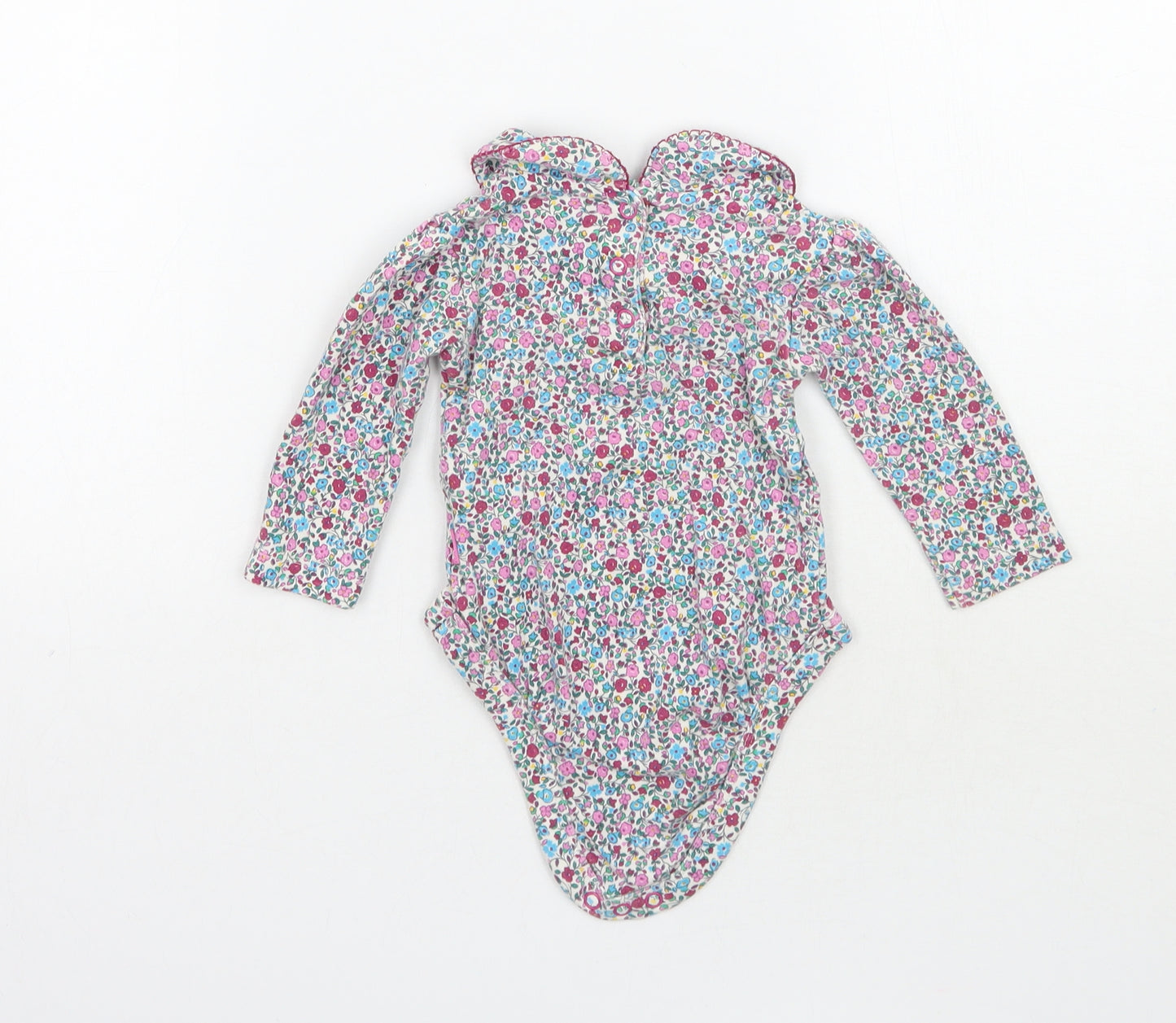 JoJo Maman Bébé Girls White Floral  Babygrow One-Piece Size 3-6 Months