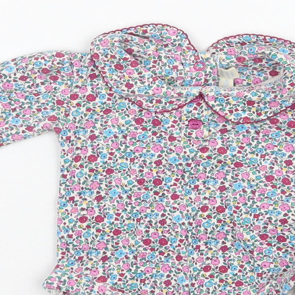 JoJo Maman Bébé Girls White Floral  Babygrow One-Piece Size 3-6 Months