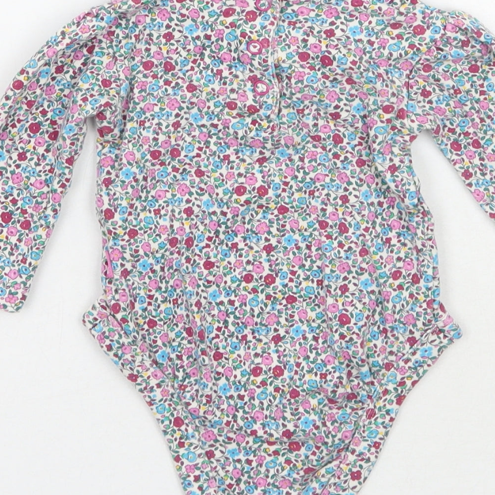 JoJo Maman Bébé Girls White Floral  Babygrow One-Piece Size 3-6 Months