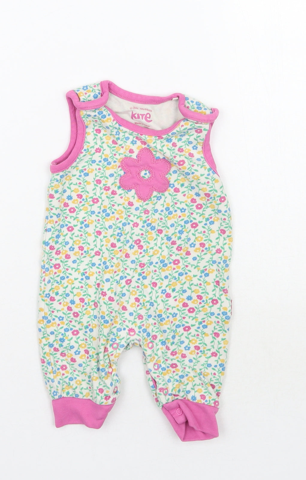 Kite Girls White Floral  Babygrow One-Piece Size 0-3 Months