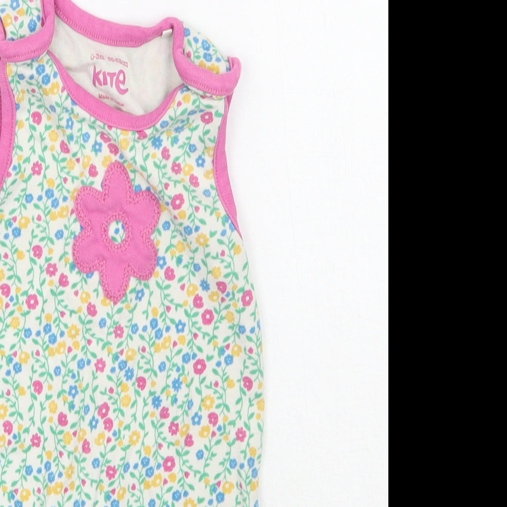 Kite Girls White Floral  Babygrow One-Piece Size 0-3 Months