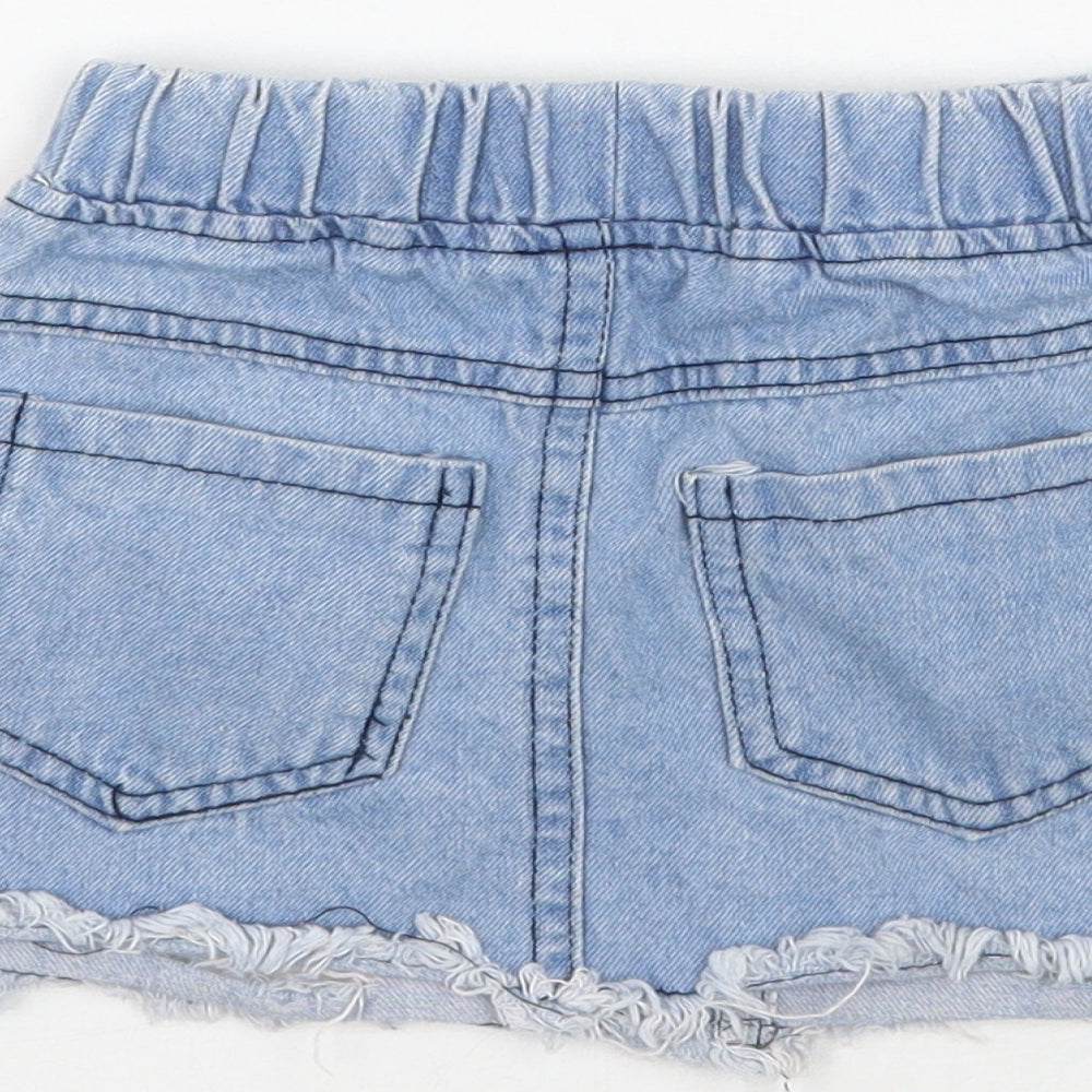 Preworn Girls Blue Floral  A-Line Skirt Size 5-6 Years