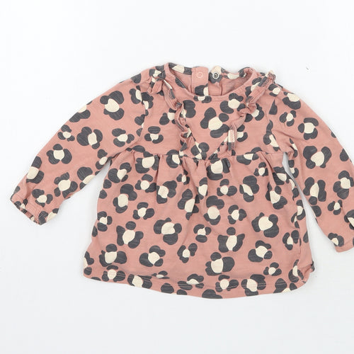 TU Girls Pink Animal Print  Basic T-Shirt Size 6-9 Months