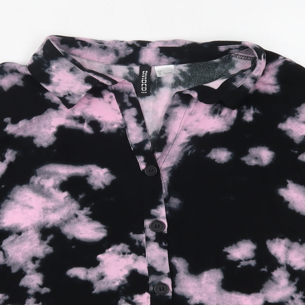 H&M Womens Black   Cropped Button-Up Size L