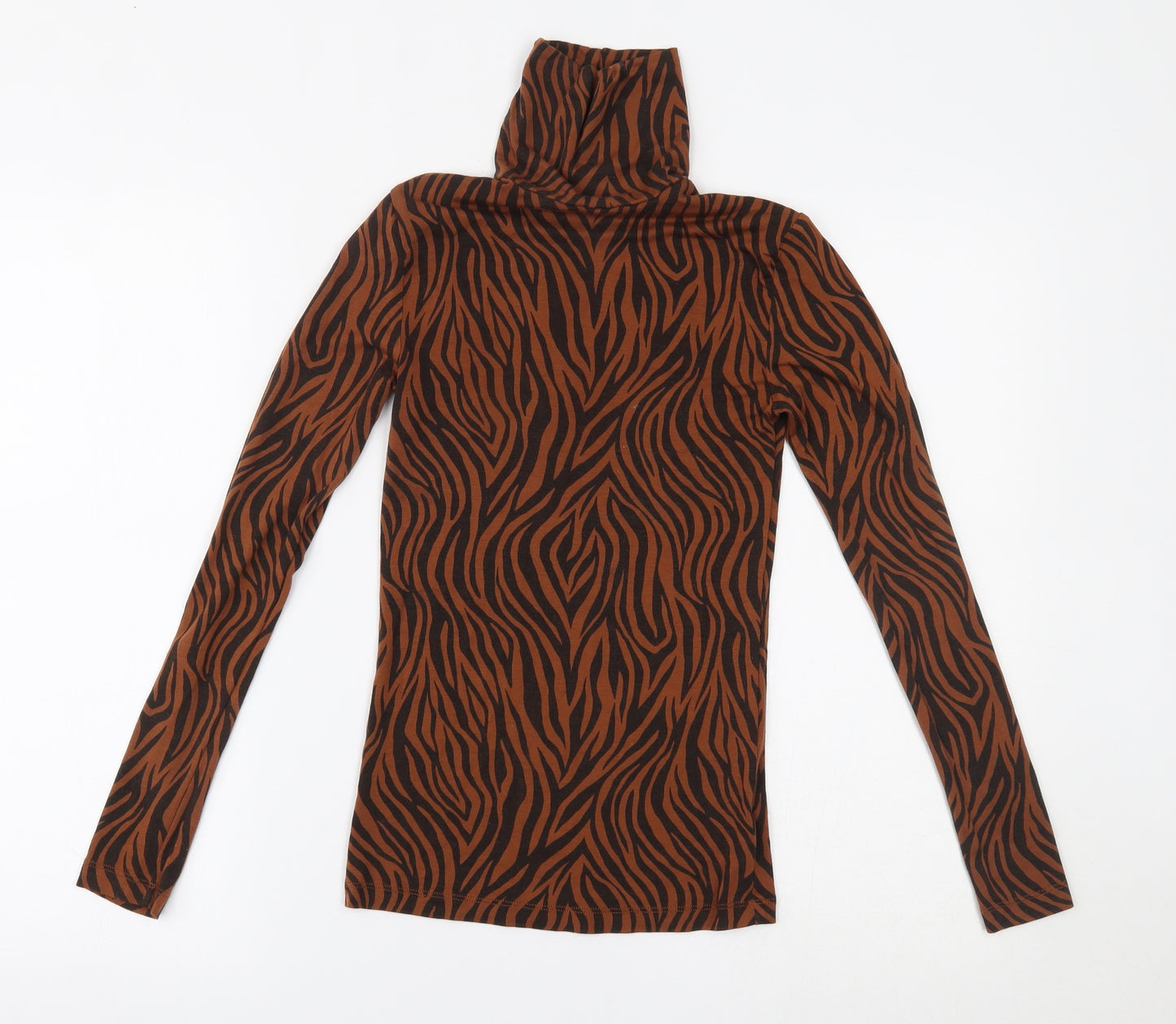 Heatgen Womens Orange Animal Print  Basic Blouse Size 6