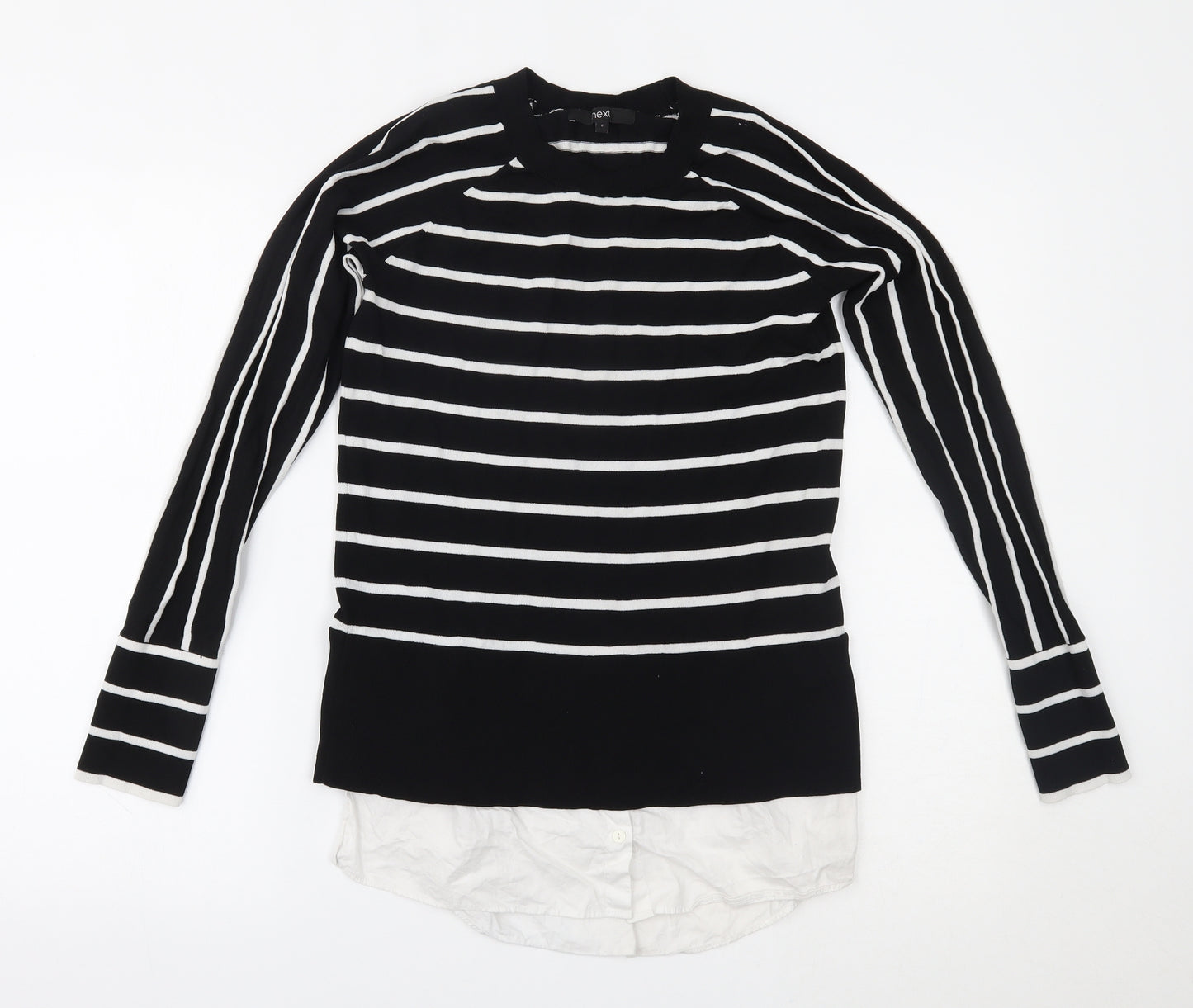 NEXT Womens Black Striped  Basic Blouse Size 8