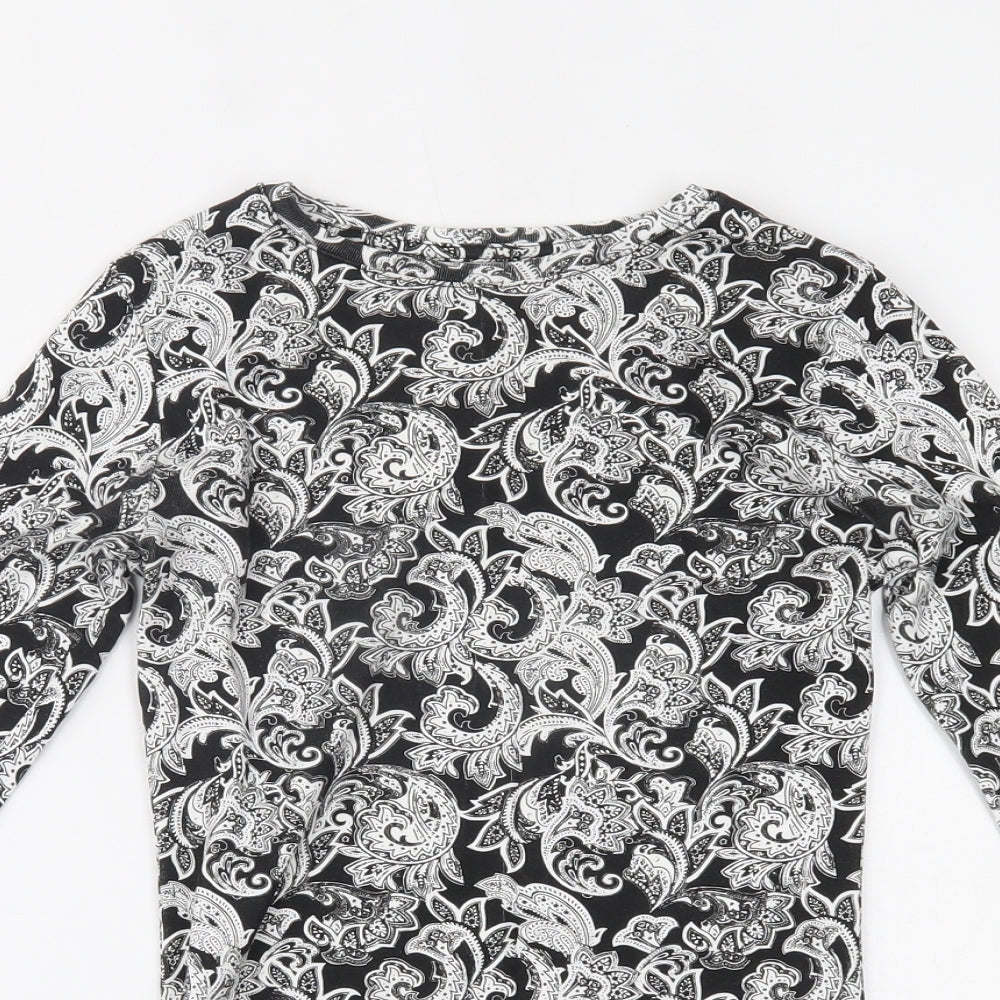 Peacocks Womens Black Paisley  Basic T-Shirt Size 8