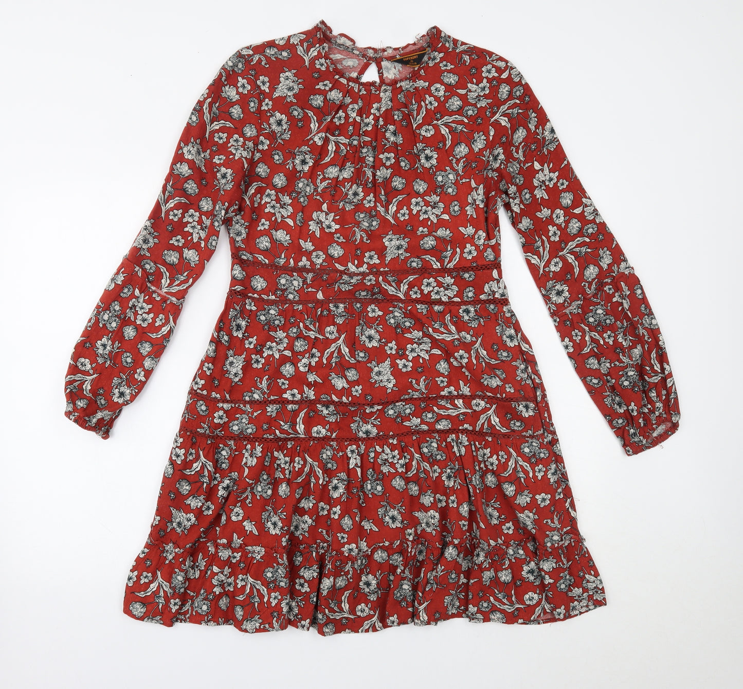 Superdry Womens Red Floral  A-Line  Size 8