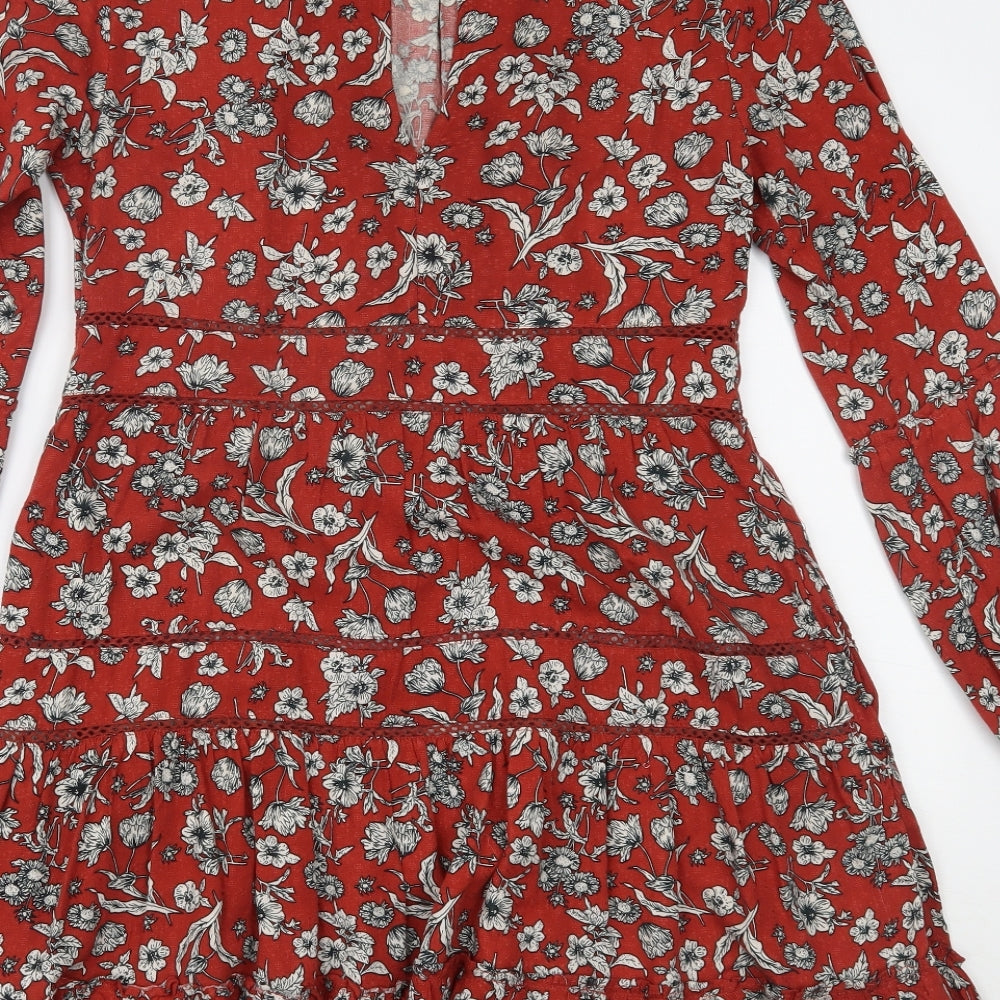 Superdry Womens Red Floral  A-Line  Size 8