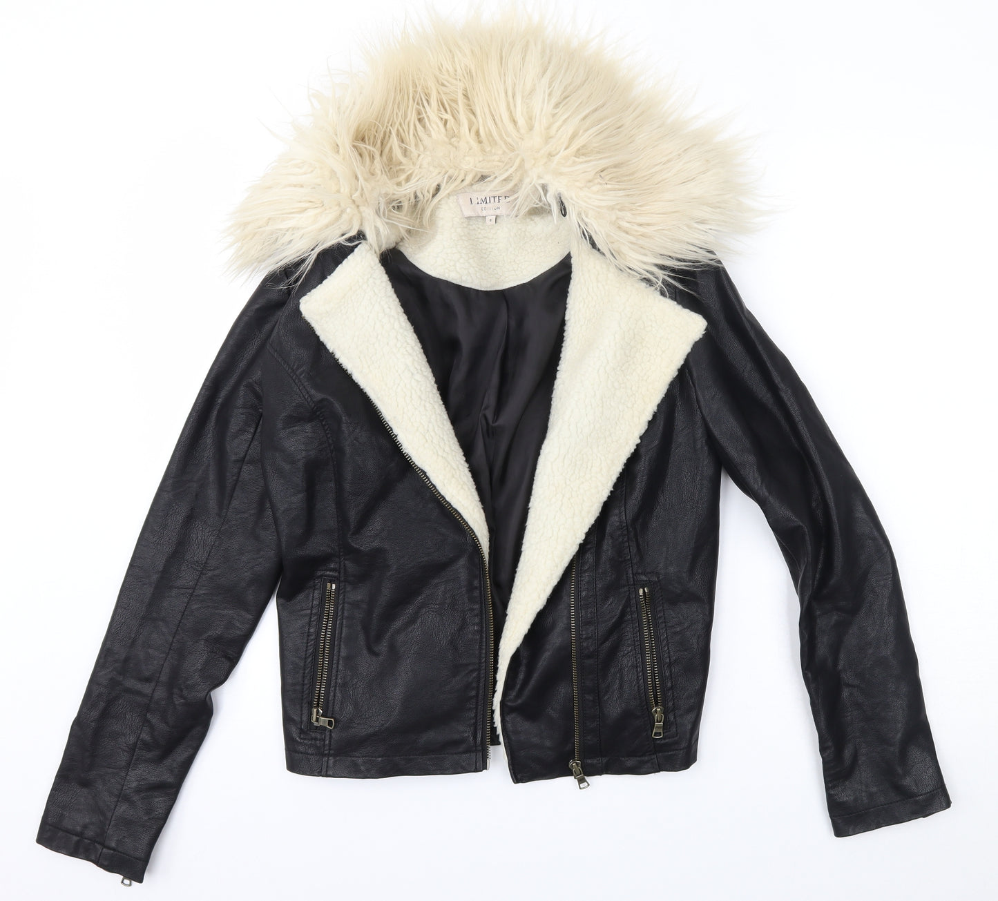 Marks and Spencer Womens Black   Motorcycle Jacket Jacket Size 8