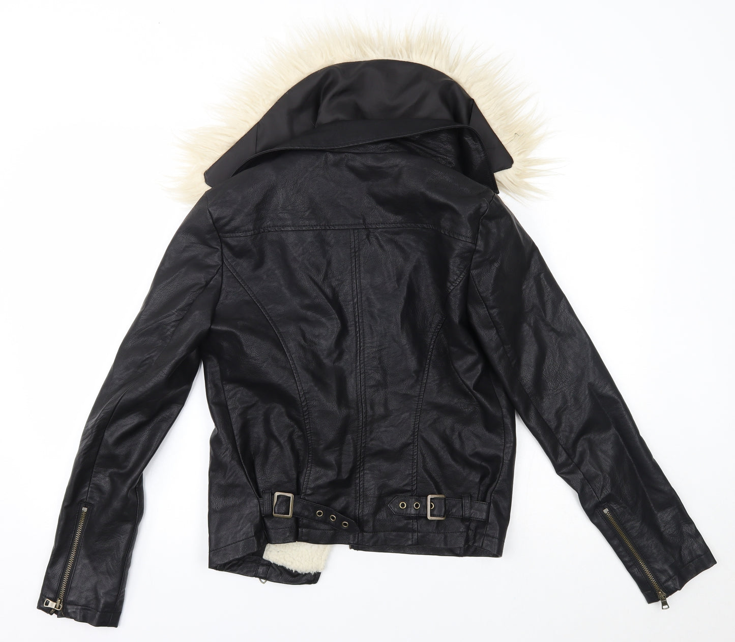 Marks and Spencer Womens Black   Motorcycle Jacket Jacket Size 8