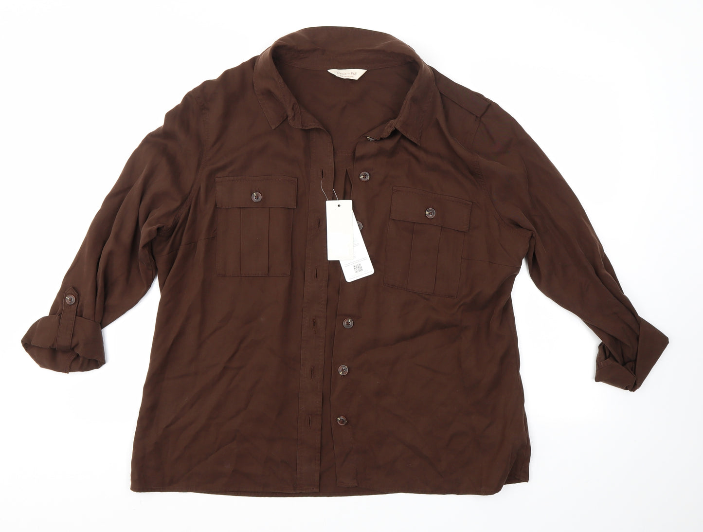 F&F Womens Brown   Basic Button-Up Size 18