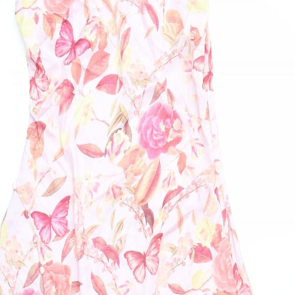 CIDER Womens Pink Floral  A-Line  Size M