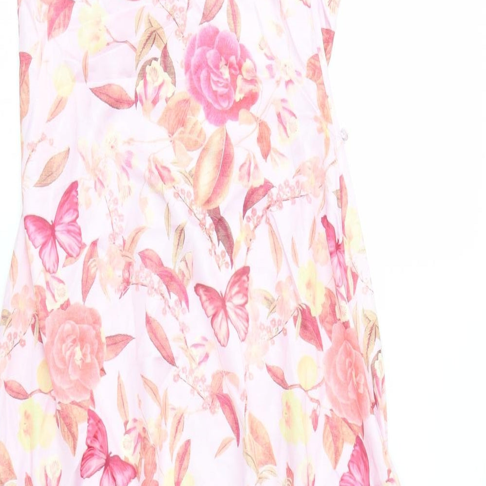 CIDER Womens Pink Floral  A-Line  Size M