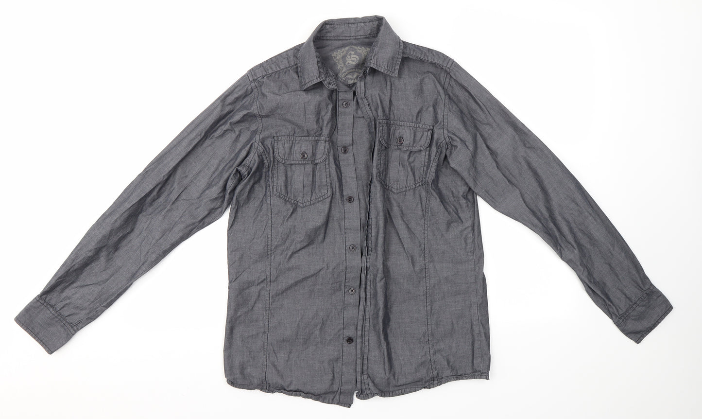 Primark Mens Grey    Button-Up Size S