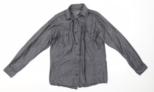 Front view of Primark men’s grey button-up, size S