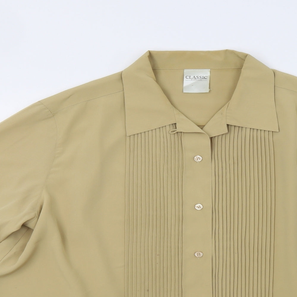 Classic Woman Womens Yellow   Basic Button-Up Size 20