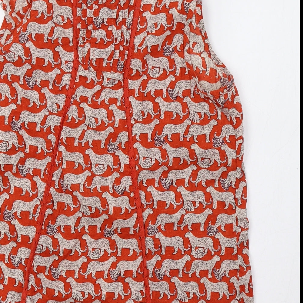 Fat Face Womens Red Animal Print  Basic Tank Size 14