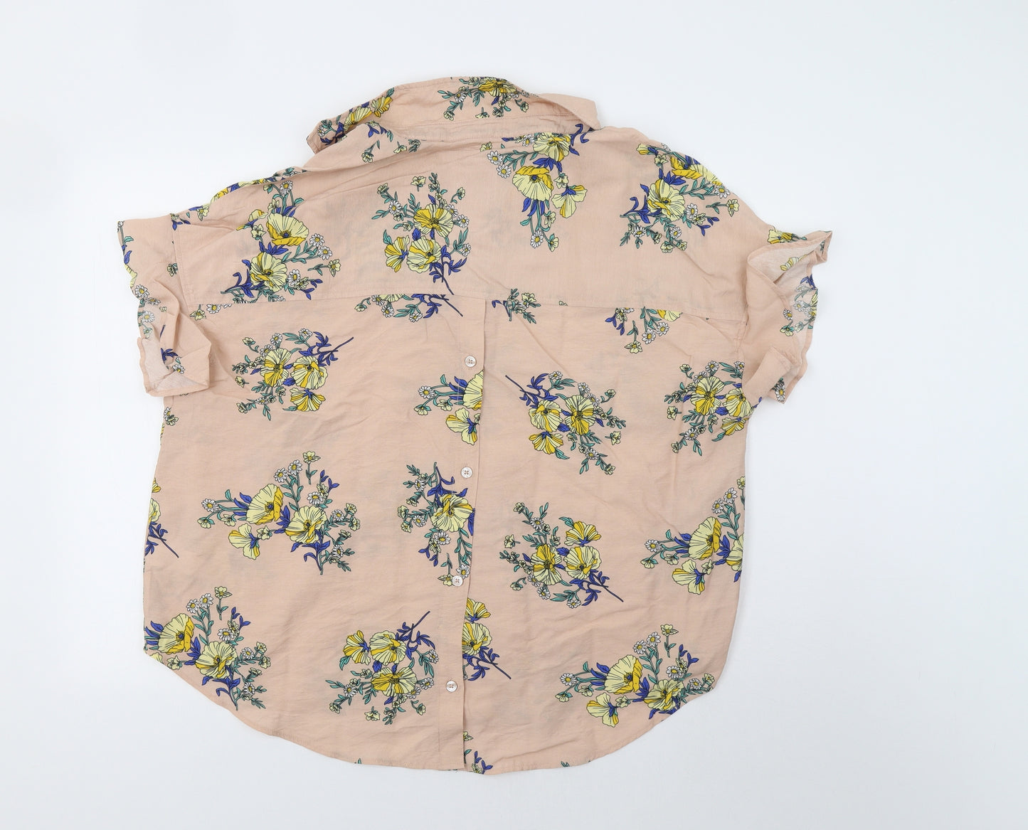 Jachs Girlfriend New York Womens Pink Floral  Basic Blouse Size L