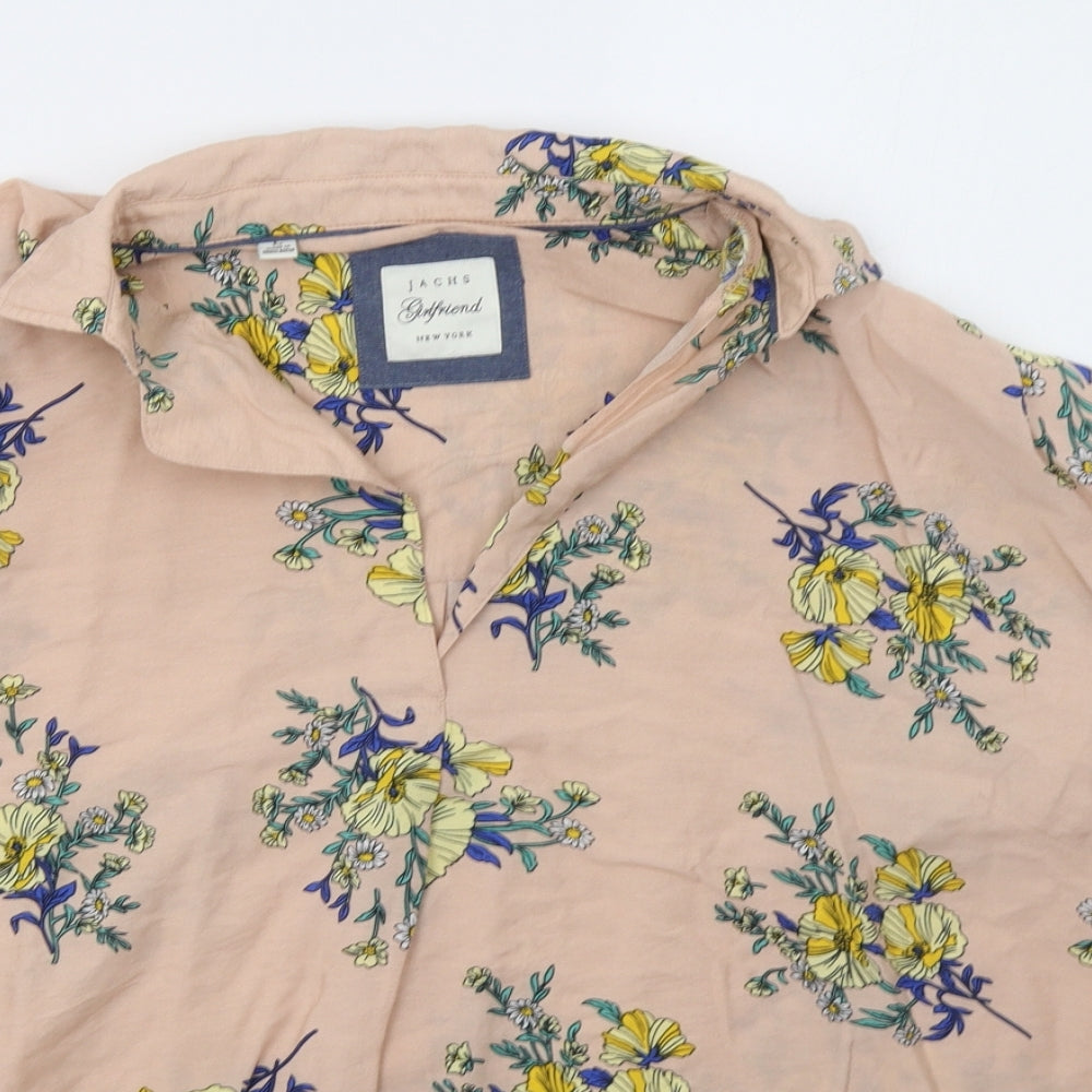 Jachs Girlfriend New York Womens Pink Floral  Basic Blouse Size L