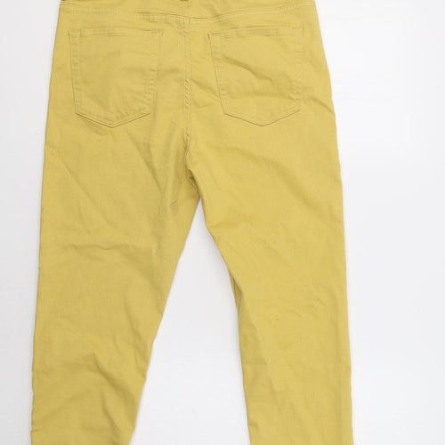 Principles Womens Yellow   Cropped Trousers Size 14 L22 in