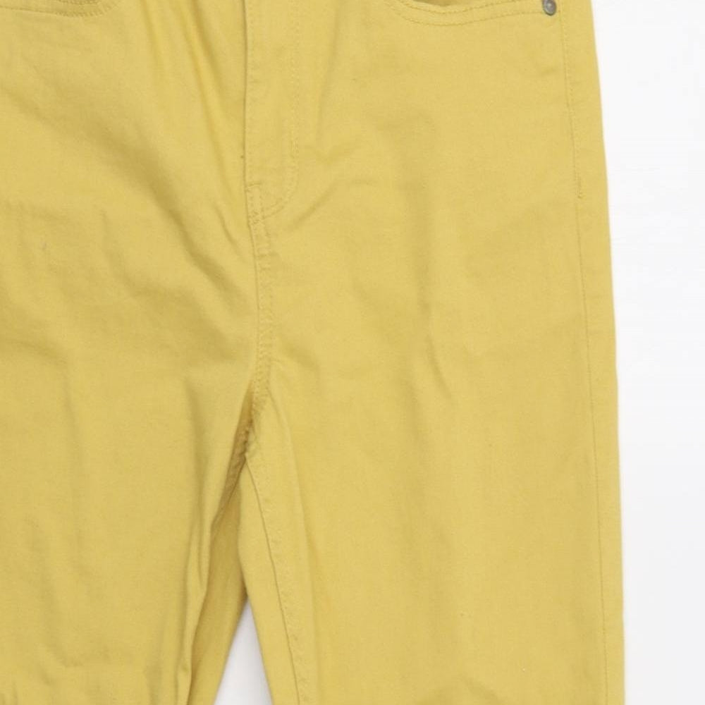 Principles Womens Yellow   Cropped Trousers Size 14 L22 in