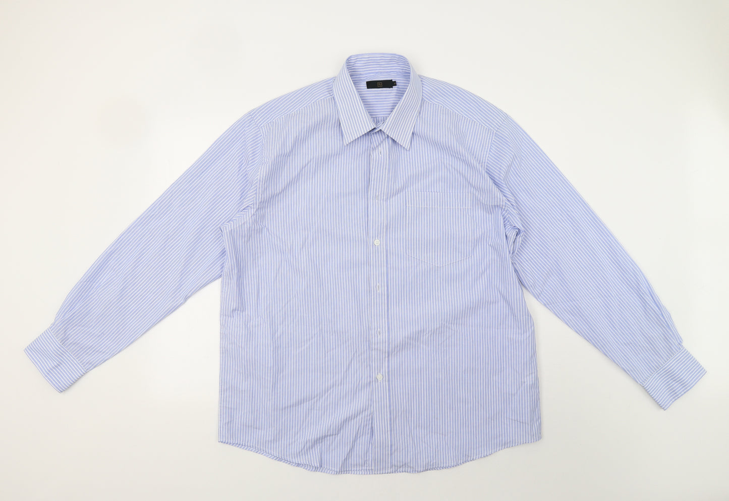TU Mens Blue Striped   Dress Shirt Size 17
