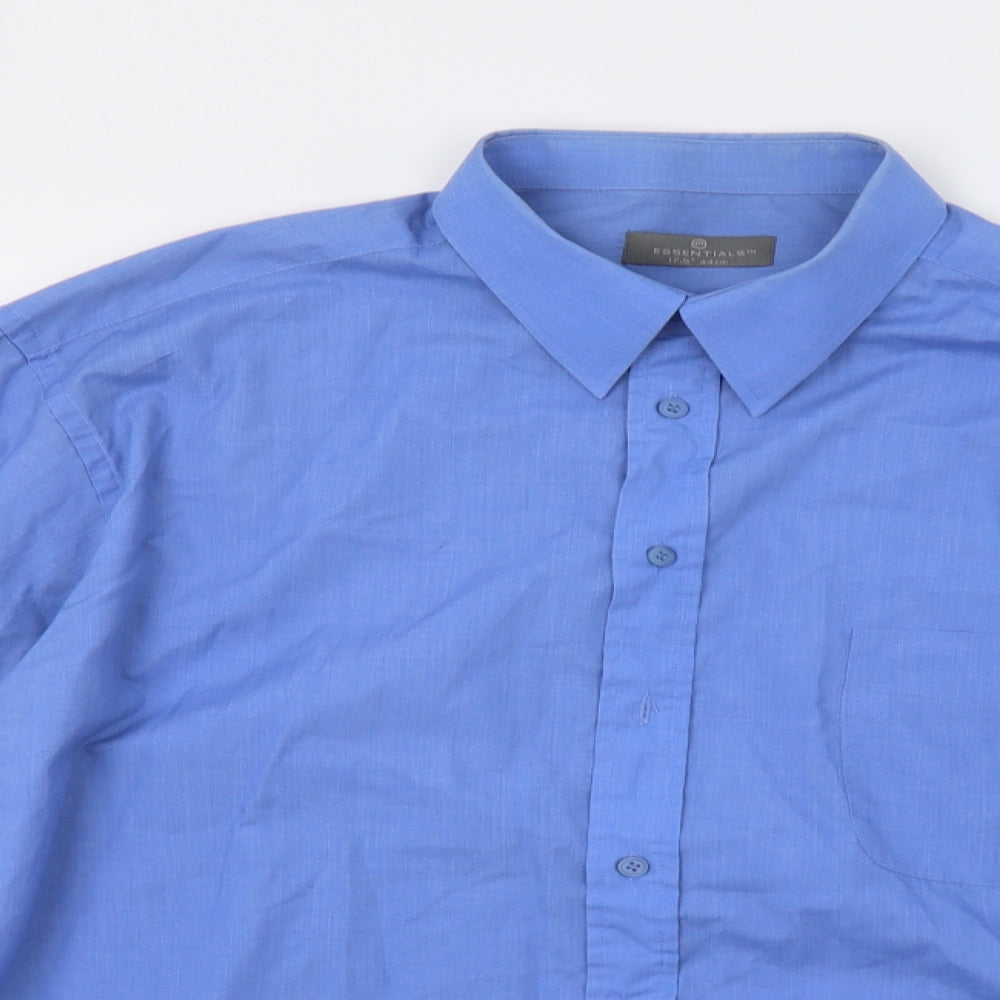 Essentials Mens Blue    Dress Shirt Size 17.5