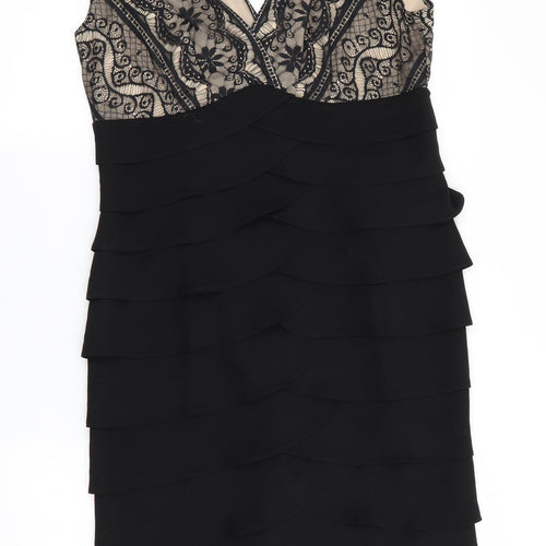 Eliza J Womens Black   Shift  Size 14  - Lace overlay and layered