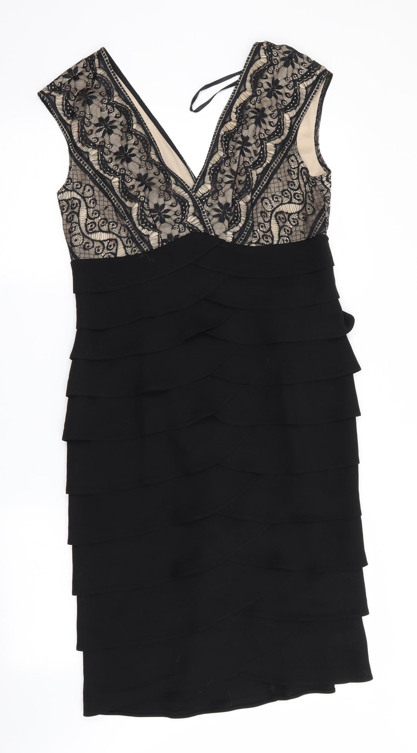 Eliza J Womens Black   Shift  Size 14  - Lace overlay and layered