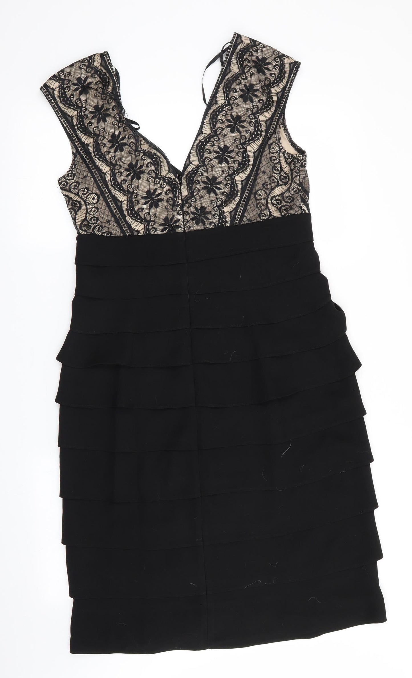 Eliza J Womens Black   Shift  Size 14  - Lace overlay and layered