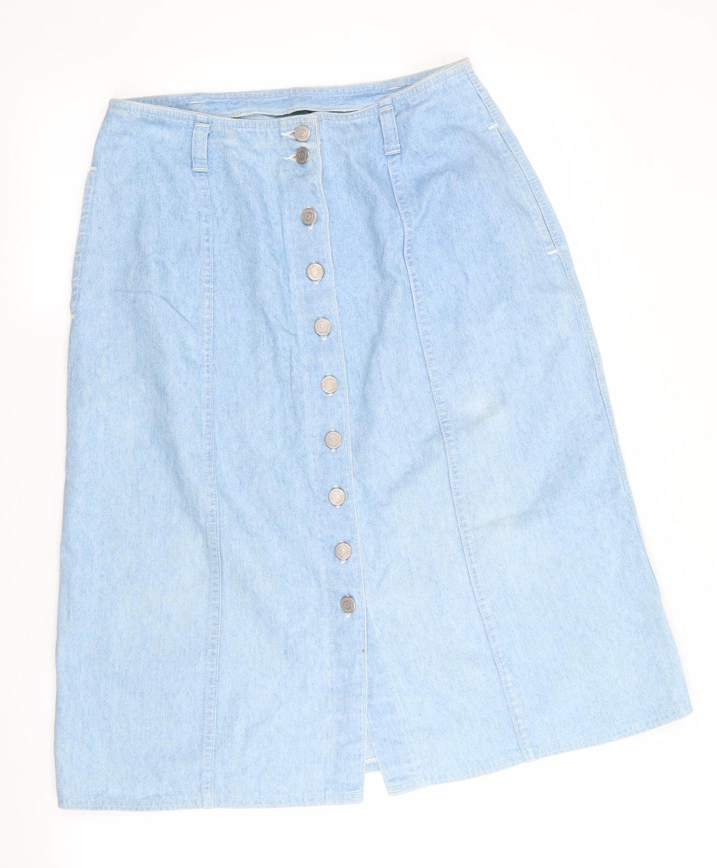 Preworn Womens Blue  Denim A-Line Skirt