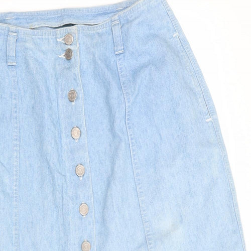 Preworn Womens Blue  Denim A-Line Skirt