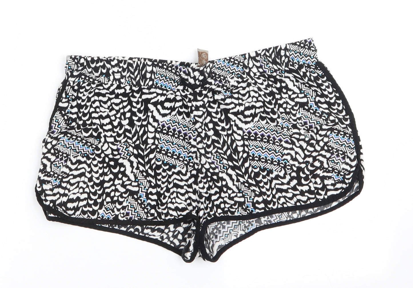Denim Co Womens Black Animal Print  Paperbag Shorts Size 12