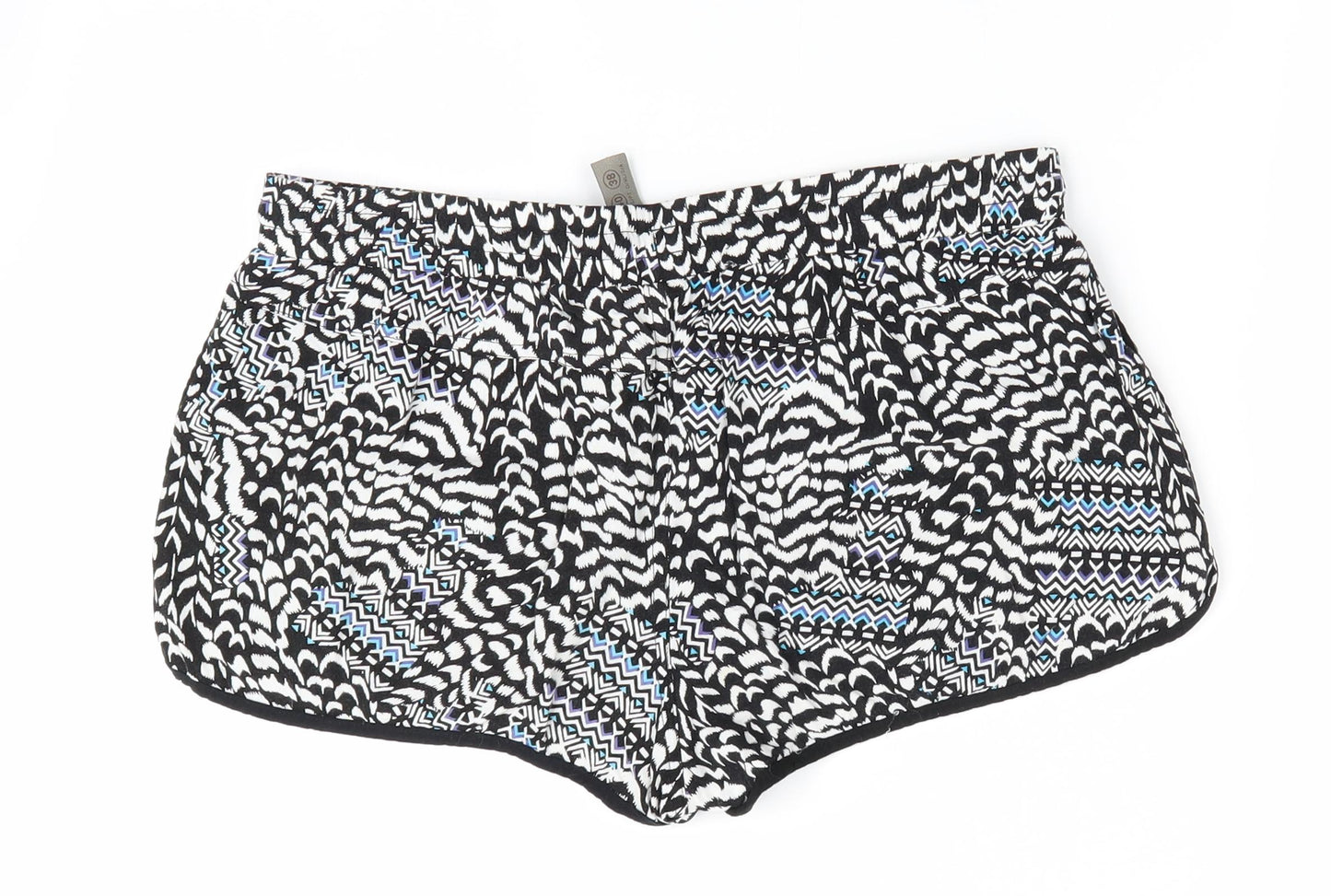 Denim Co Womens Black Animal Print  Paperbag Shorts Size 12