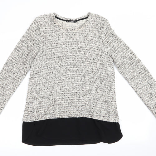 Dunnes Womens Ivory   Pullover Jumper Size S  - Subtle shimmer effect - Faux Blouse hem