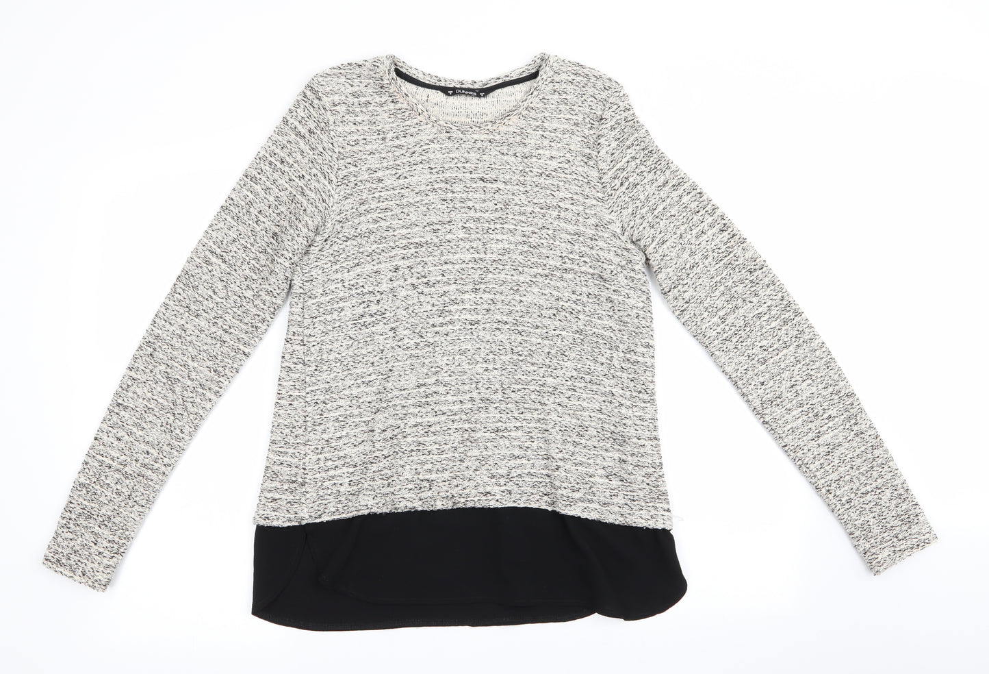 Dunnes Womens Ivory   Pullover Jumper Size S  - Subtle shimmer effect - Faux Blouse hem